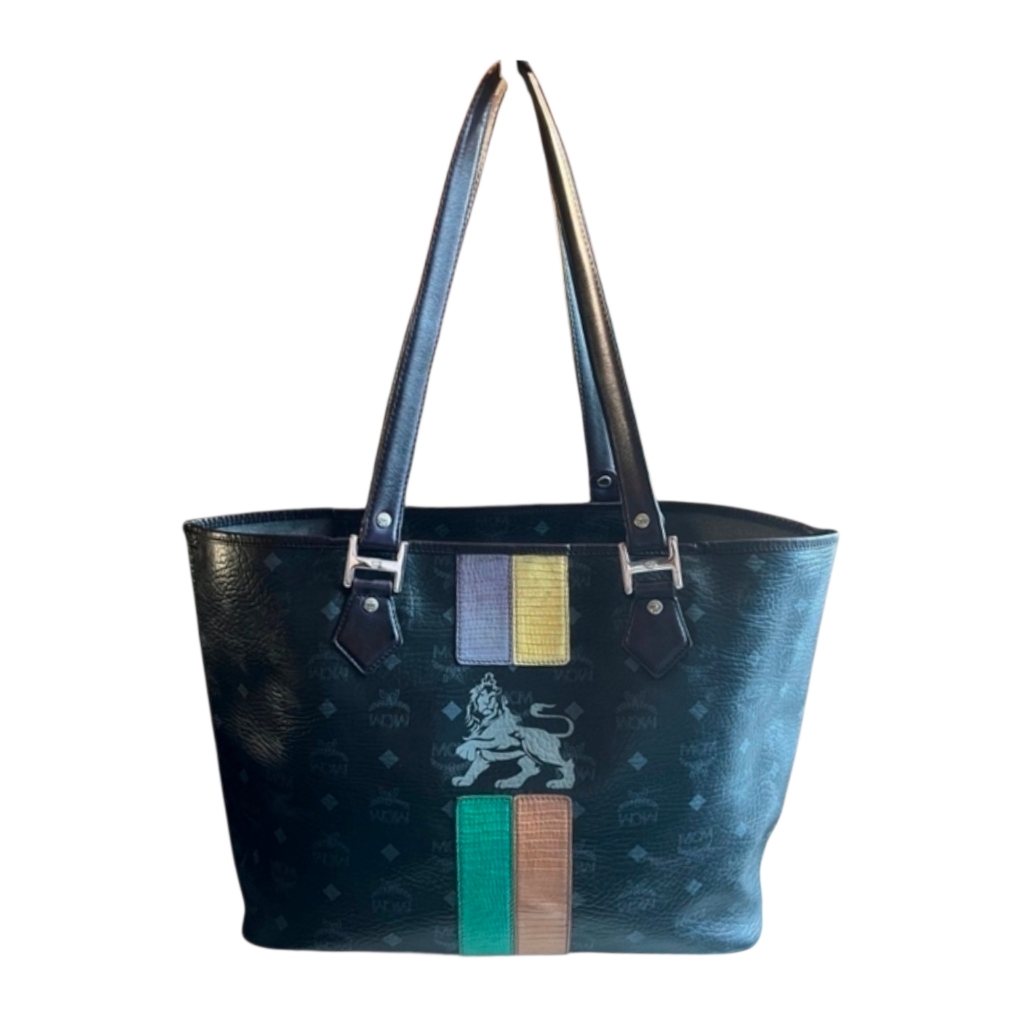Mcm Black And Purple Lioness Princess Black Tote Bag